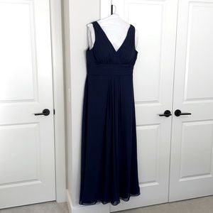 Navy blue floor length Bill Levkoff gown